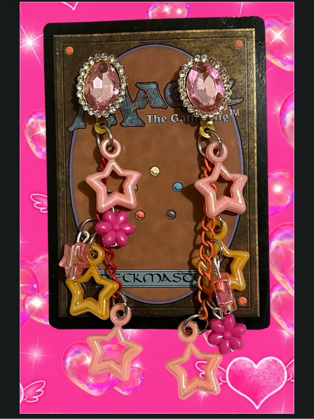Pink prism earrings